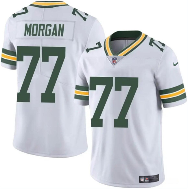 Men's Green Bay Packers #77 Jordan Morgan White 2024 Draft Vapor Limited Football Stitched Jersey